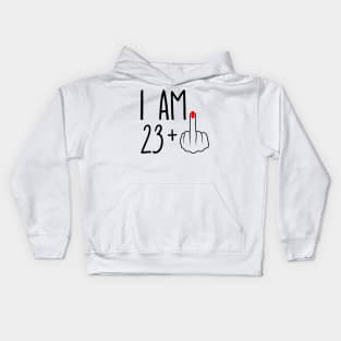 I Am 23 Plus 1 Middle Finger For A 24th Birthday Kids Hoodie